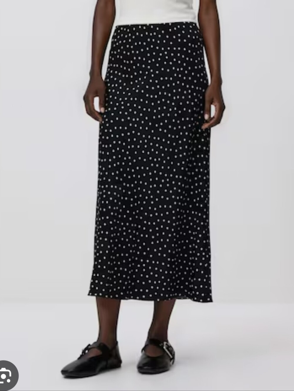 Polka Dot Midi Skirt in Black And White